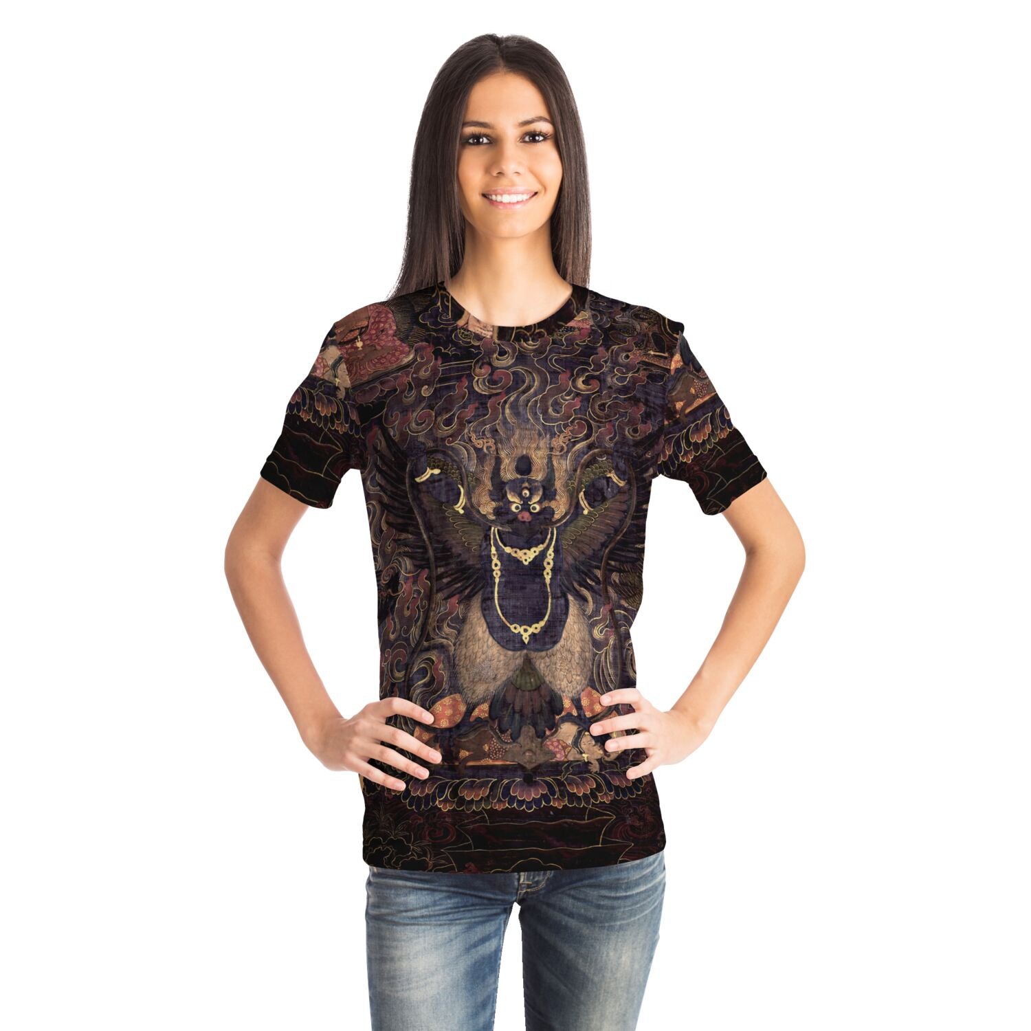 T-shirt Garuda Sacred Tibetan Dharma Protector, Buddhist Deity, Vishnu Hindu Graphic Art Tee T-Shirt