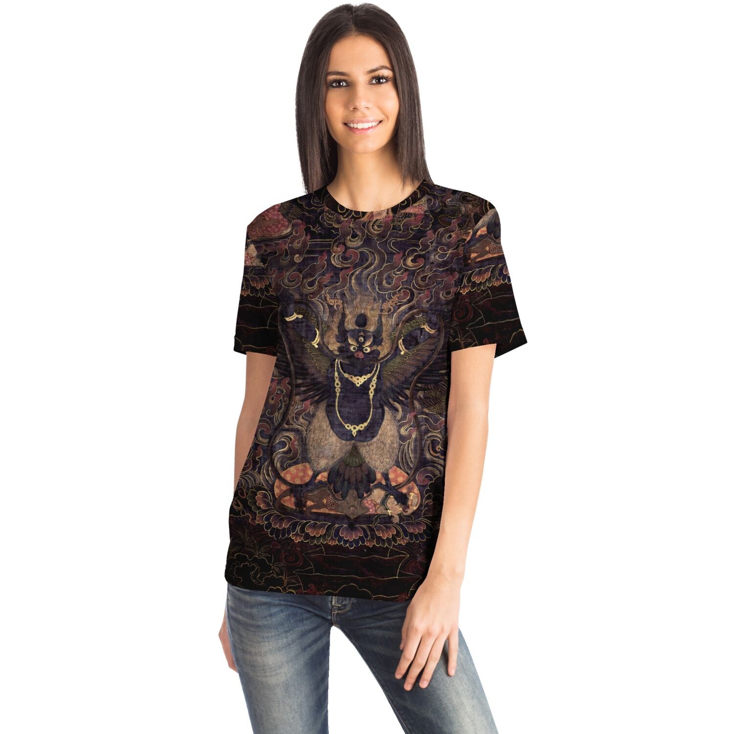 T-shirt Garuda Sacred Tibetan Dharma Protector, Buddhist Deity, Vishnu Hindu Graphic Art Tee T-Shirt