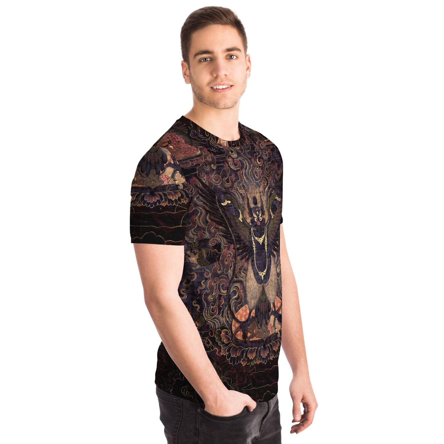 Garuda Sacred Tibetan Dharma Protector, Buddhist Deity, Vishnu Hindu Graphic Art Tee T-Shirt