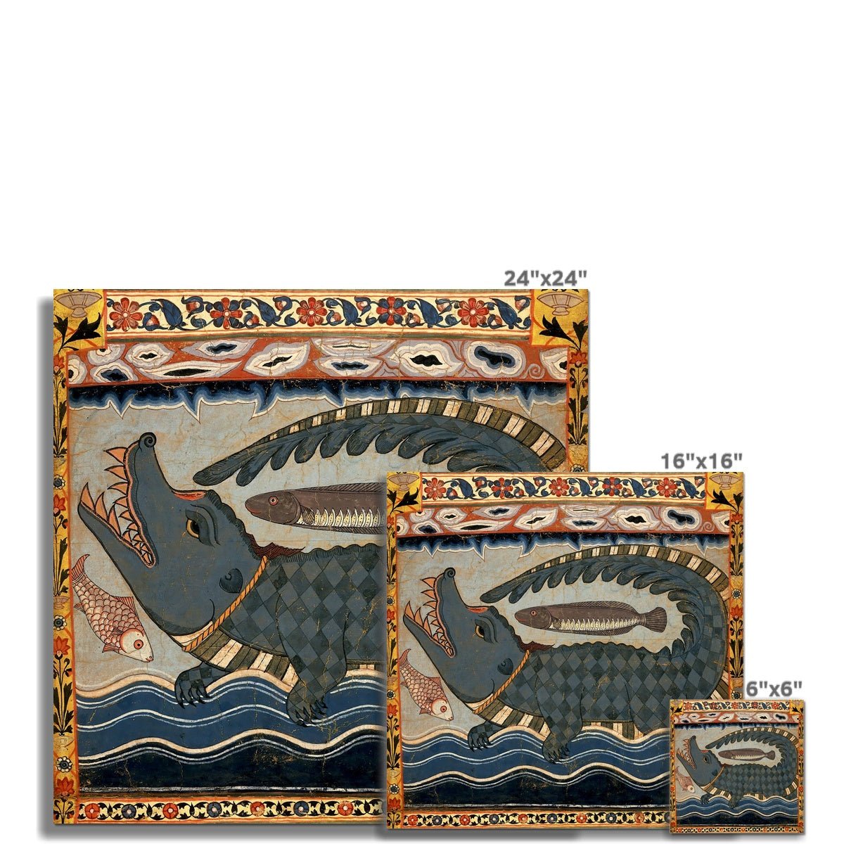 Gazi Pir Crocodile Scroll | Ancient Indian Art | Islamic Art, Muslim Art | Vintage Sufi Talisman Rumi Mystic Fine Art Print