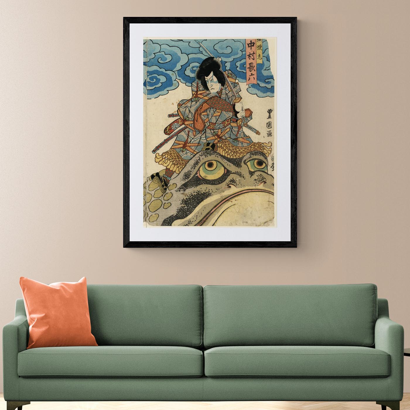 Giant Toad Ukiyoe Japanese Edo-Period Framed Print