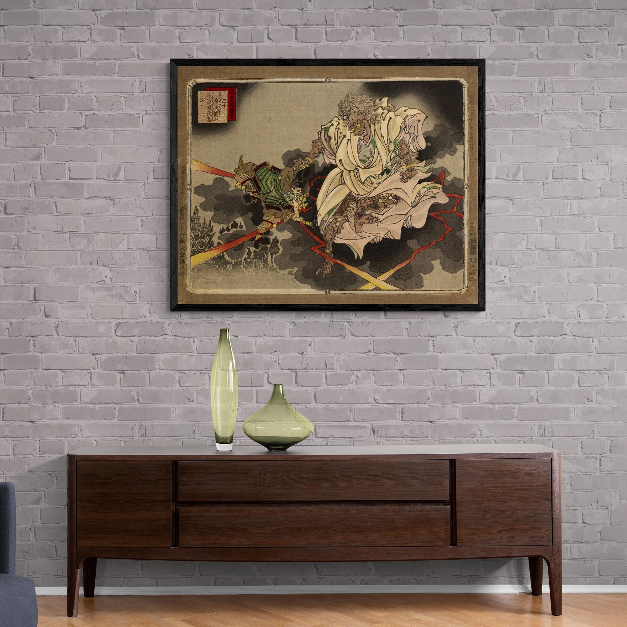 Ginko Adachi Demon Print | Ukiyo-e Japanese Yokai Spirit Occult Decor | Mystic Wall Hanging | Taoist Woodblock Vintage Fine Art Print