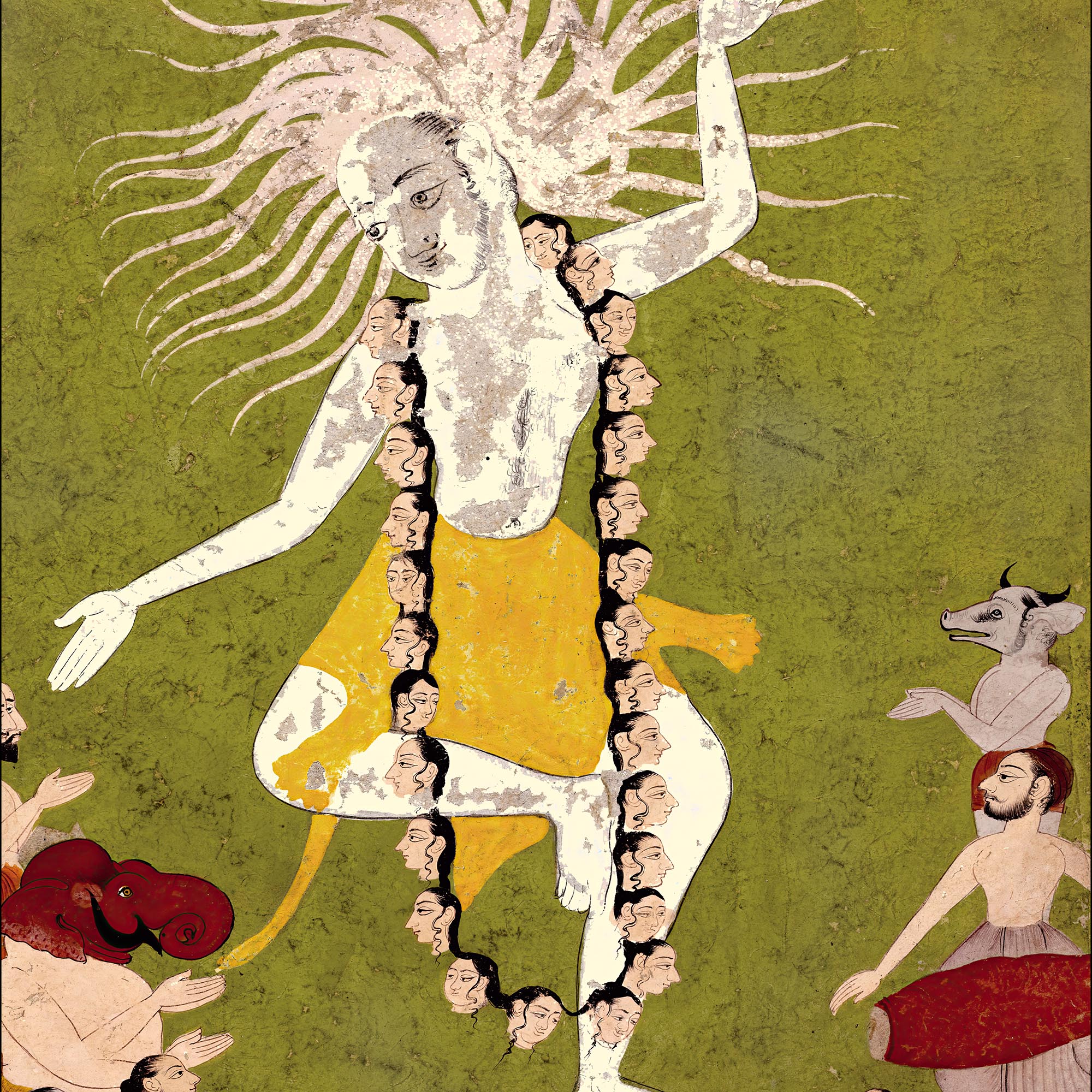 Fine art 11"x14" / Gold Frame God Shiva in His Ferocious Aspect as Mahakala Dancing | Indian Hindu Sacred Antique Framed Art Print