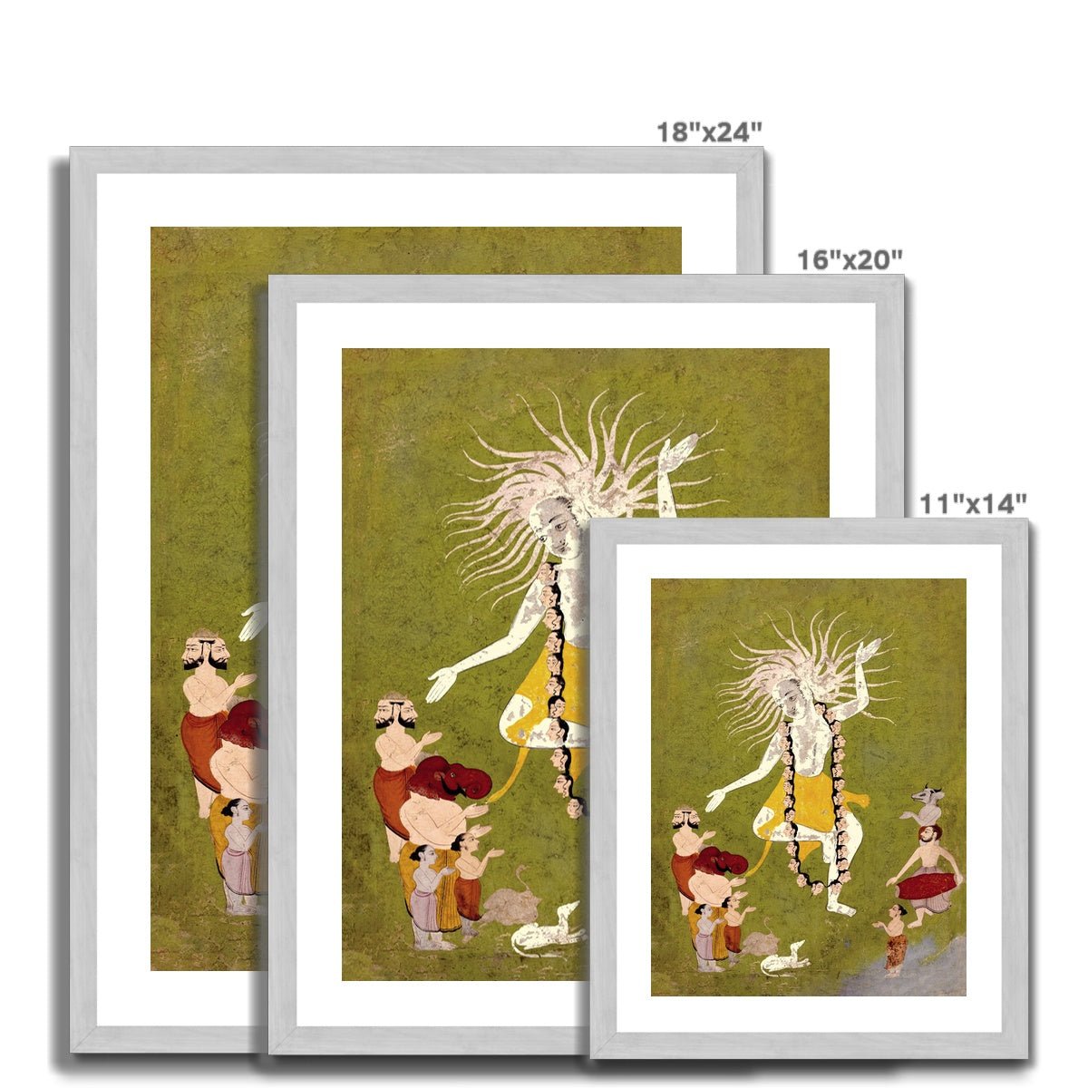 God Shiva in His Ferocious Aspect as Mahakala Dancing | Indian Hindu Sacred Antique Framed Art Print