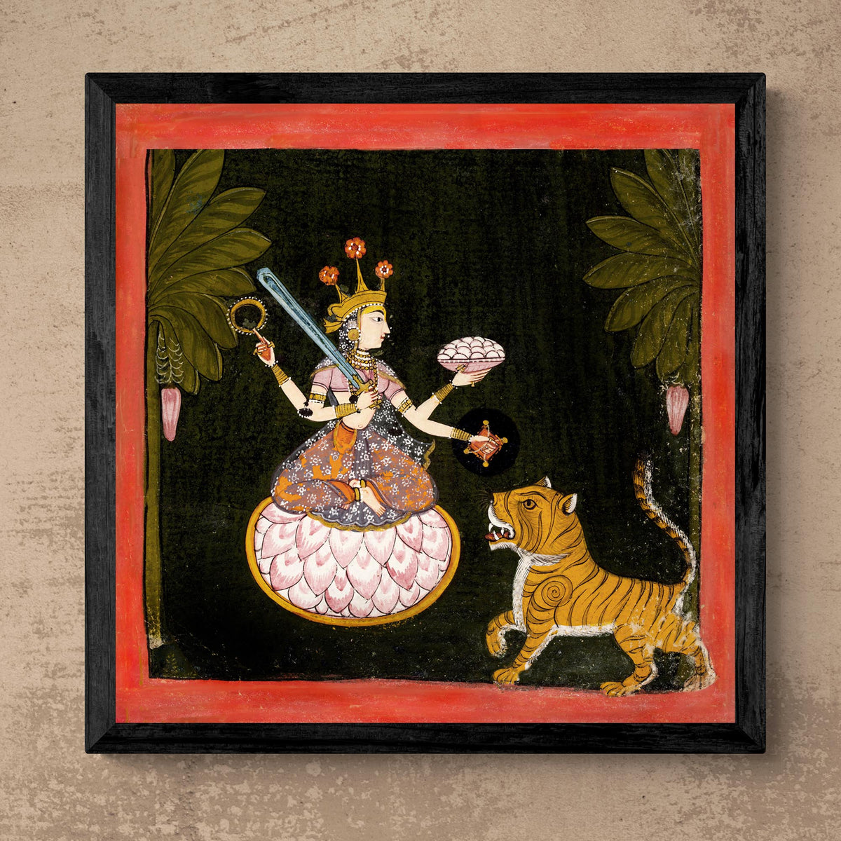Fine art 6&quot;x6&quot; Goddess Mangala | Hindu Deity of Wealth and Prosperity | Divine Feminine Art | Vintage Indian Fine Art Print