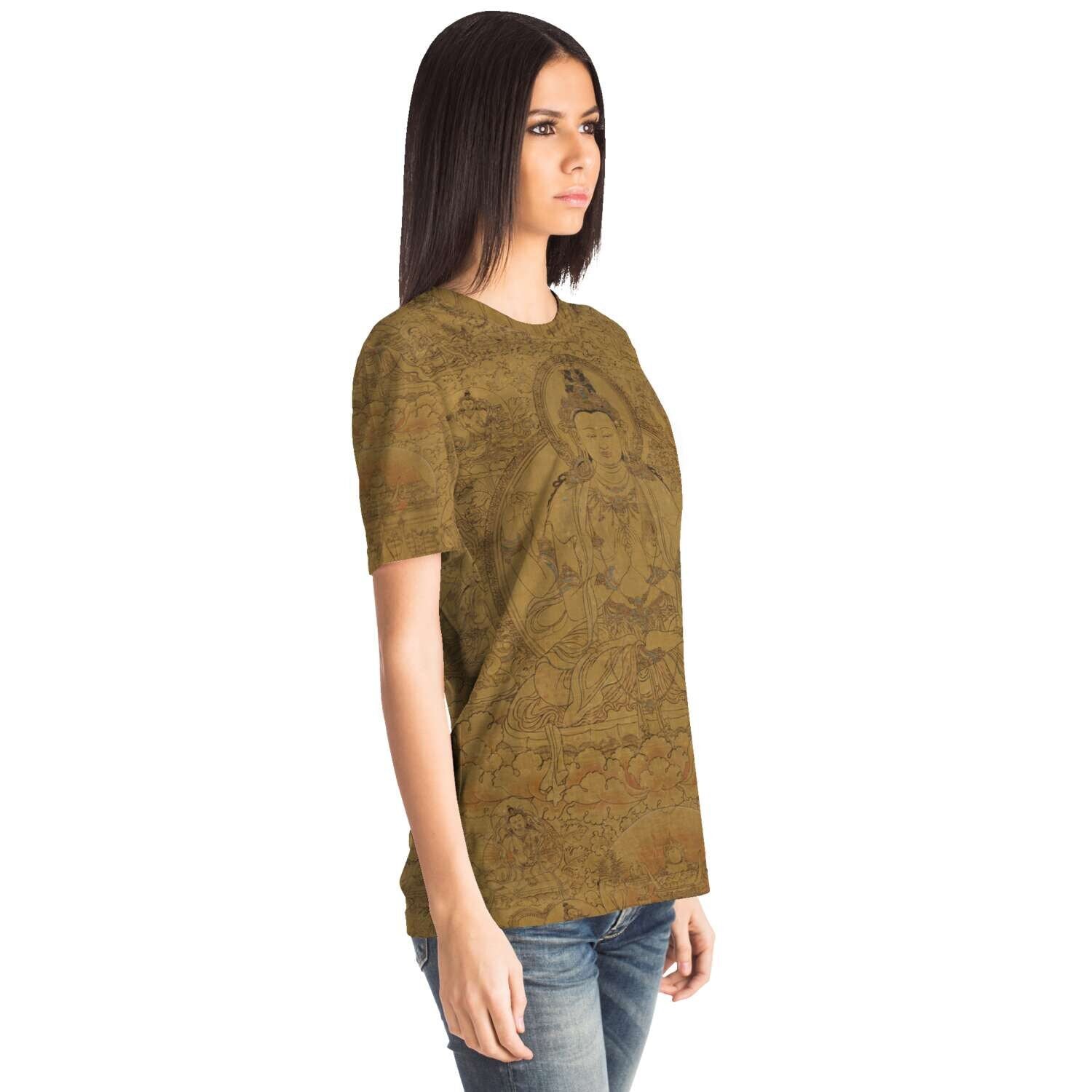 Gold Avalokiteshvara, Tibetan Buddha Dalai Lama Incarnation, Reincarnation, Om Mantra Padme Hum Graphic Art T-Shirt