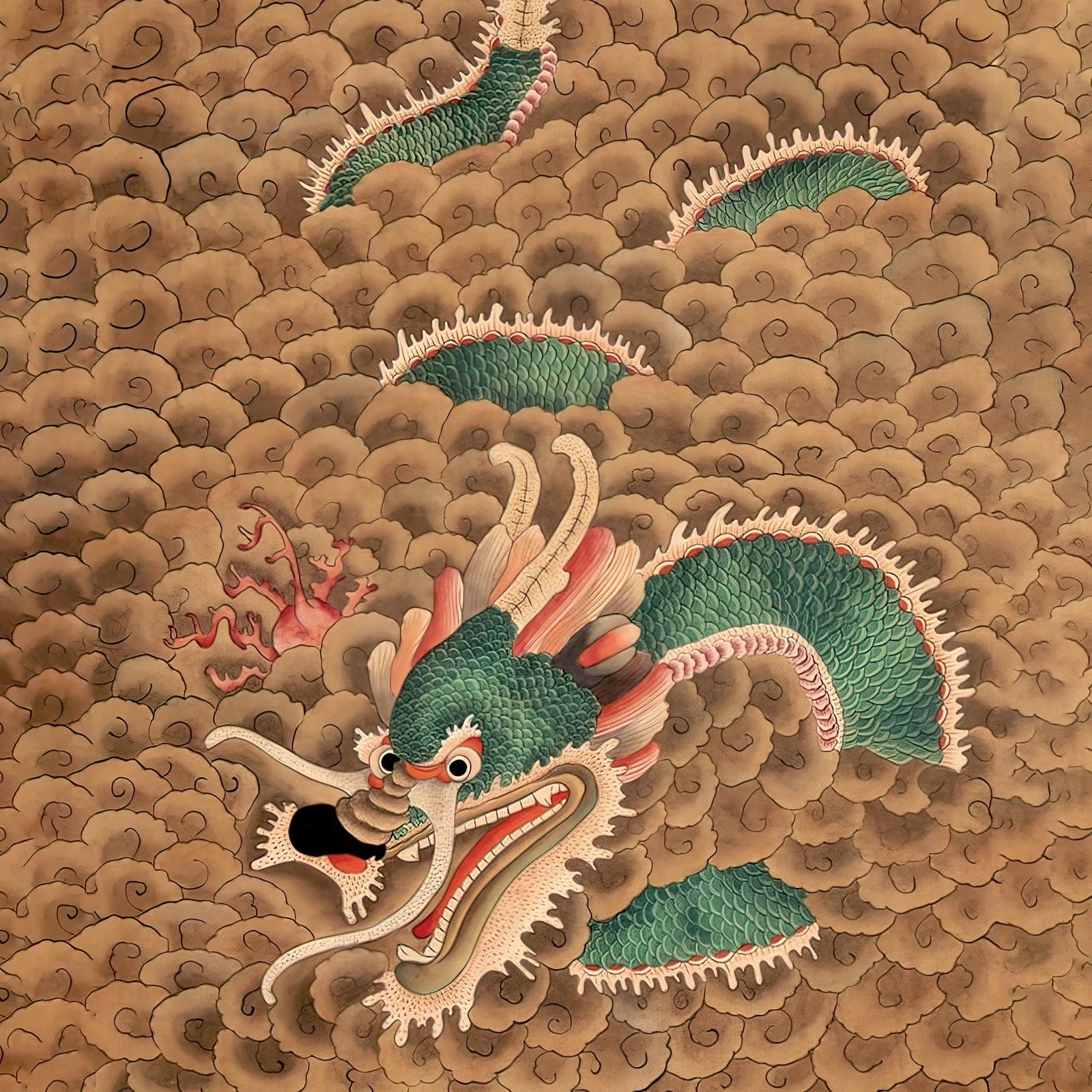 Green Dragon Yong | Nature and Harmony | Korean Serpent Deity, Asian Folklore Snake Mythology Vintage All-Over Print TShirt