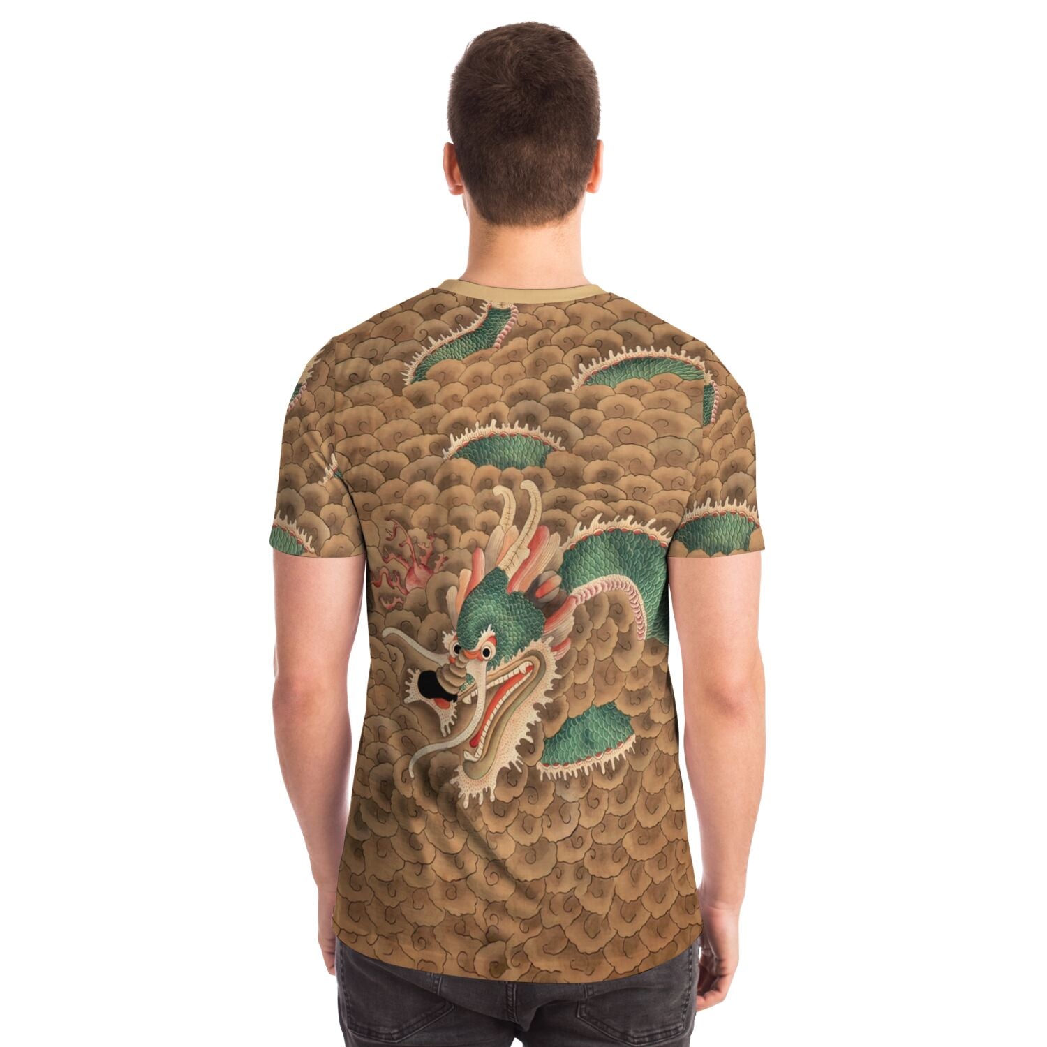 Green Dragon Yong | Nature and Harmony | Korean Serpent Deity, Asian Folklore Snake Mythology Vintage All-Over Print TShirt