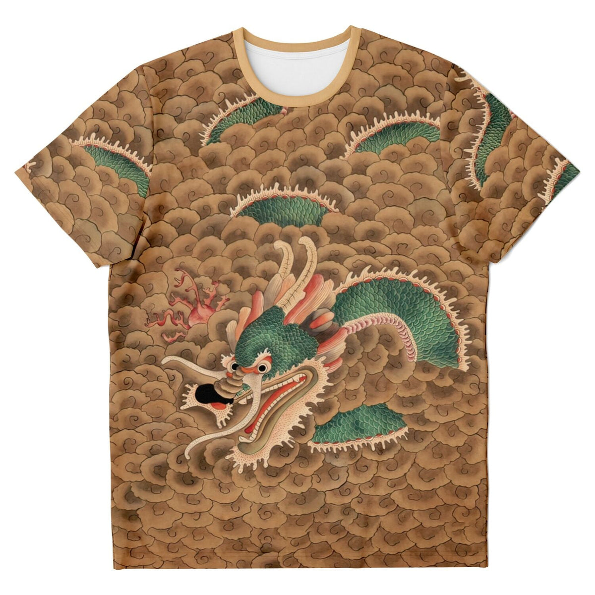 Green Dragon Yong | Nature and Harmony | Korean Serpent Deity, Asian Folklore Snake Mythology Vintage All-Over Print TShirt