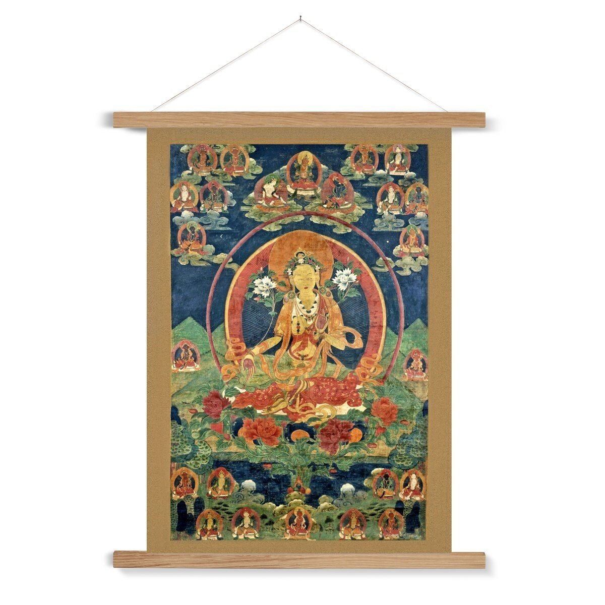 Hangar Thangka Green Tara (Khadiravani) Tibetan Buddhist Mythology Yogini Heaing Wisdom Deity Dakini Compassion Thangka Fine Art Yoga Print with Hangar
