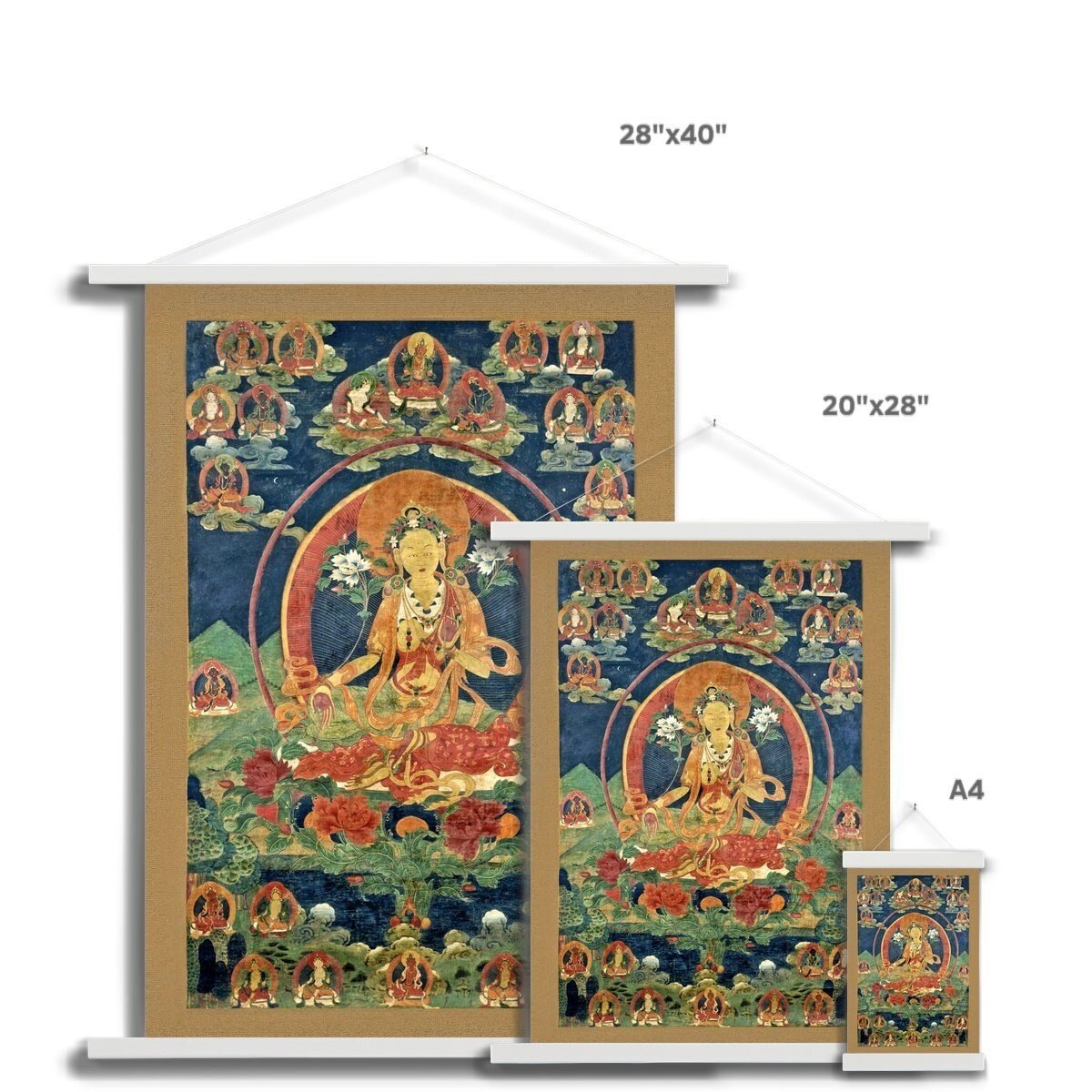 Green Tara (Khadiravani) Tibetan Buddhist Mythology Yogini Heaing Wisdom Deity Dakini Compassion Thangka Fine Art Yoga Print with Hangar