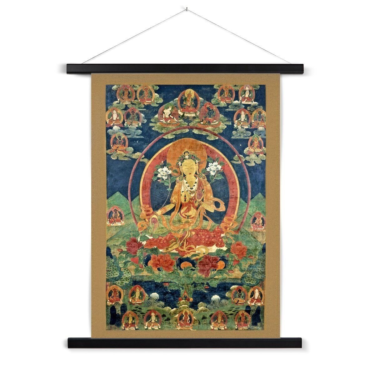 Hangar Thangka Green Tara (Khadiravani) Tibetan Buddhist Mythology Yogini Heaing Wisdom Deity Dakini Compassion Thangka Fine Art Yoga Print with Hangar