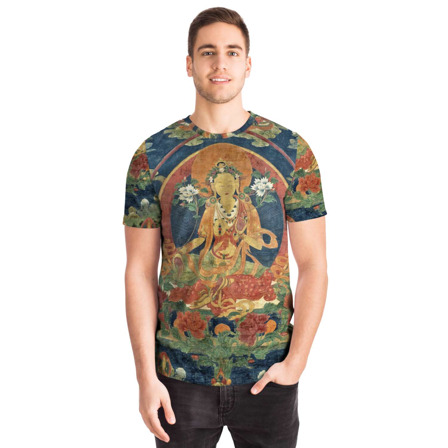 Green Tara (Khadiravani) Tibetan Tangka Vajrayana Tantra Vintage Buddhist Mandala T-Shirt