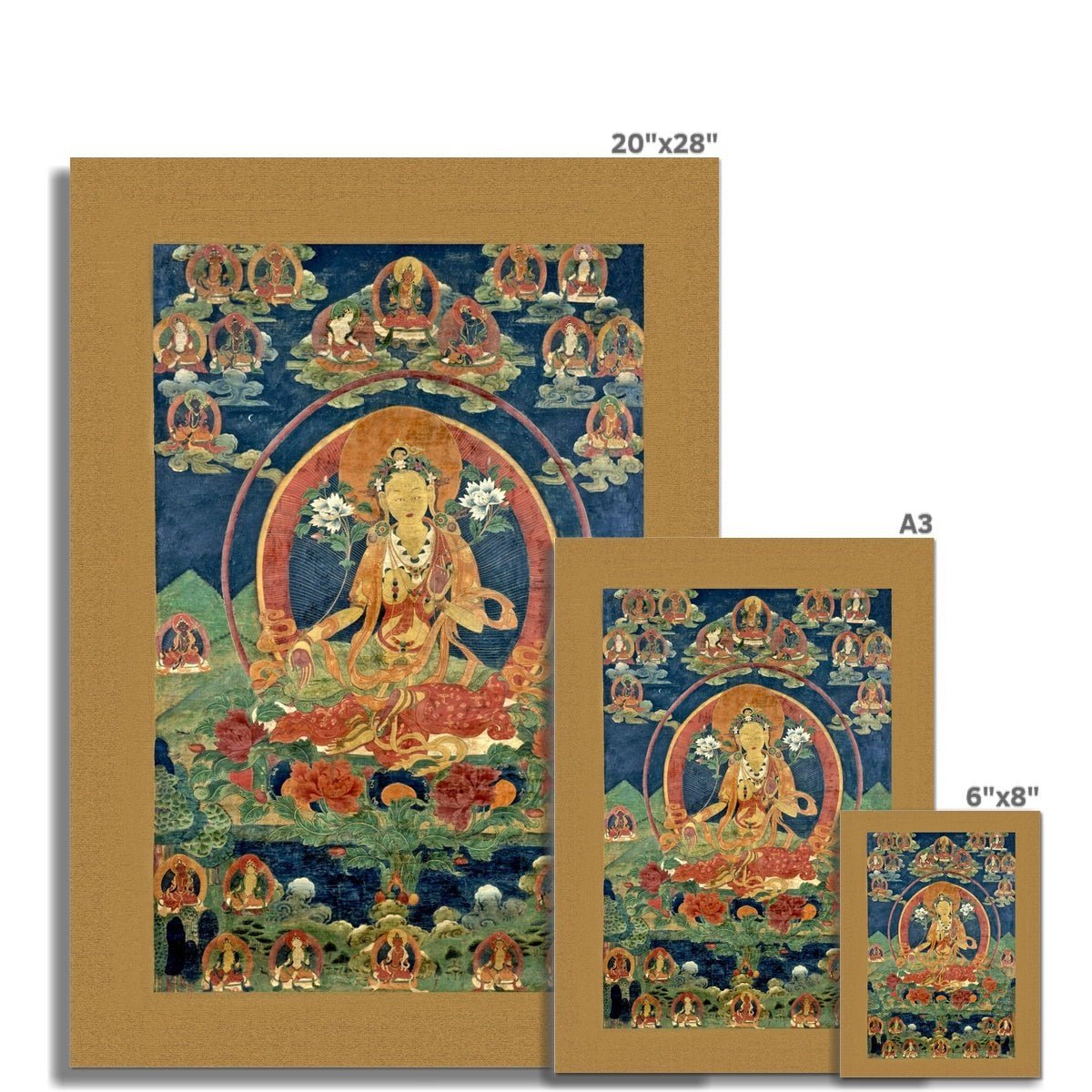 giclee 6"x8" Green Tara (Khadiravani) Tibetan Thangka | Buddhist Meditation | Sacred Mythology| Feminist Dharma Deity | Compassion Vintage Fine Art Print