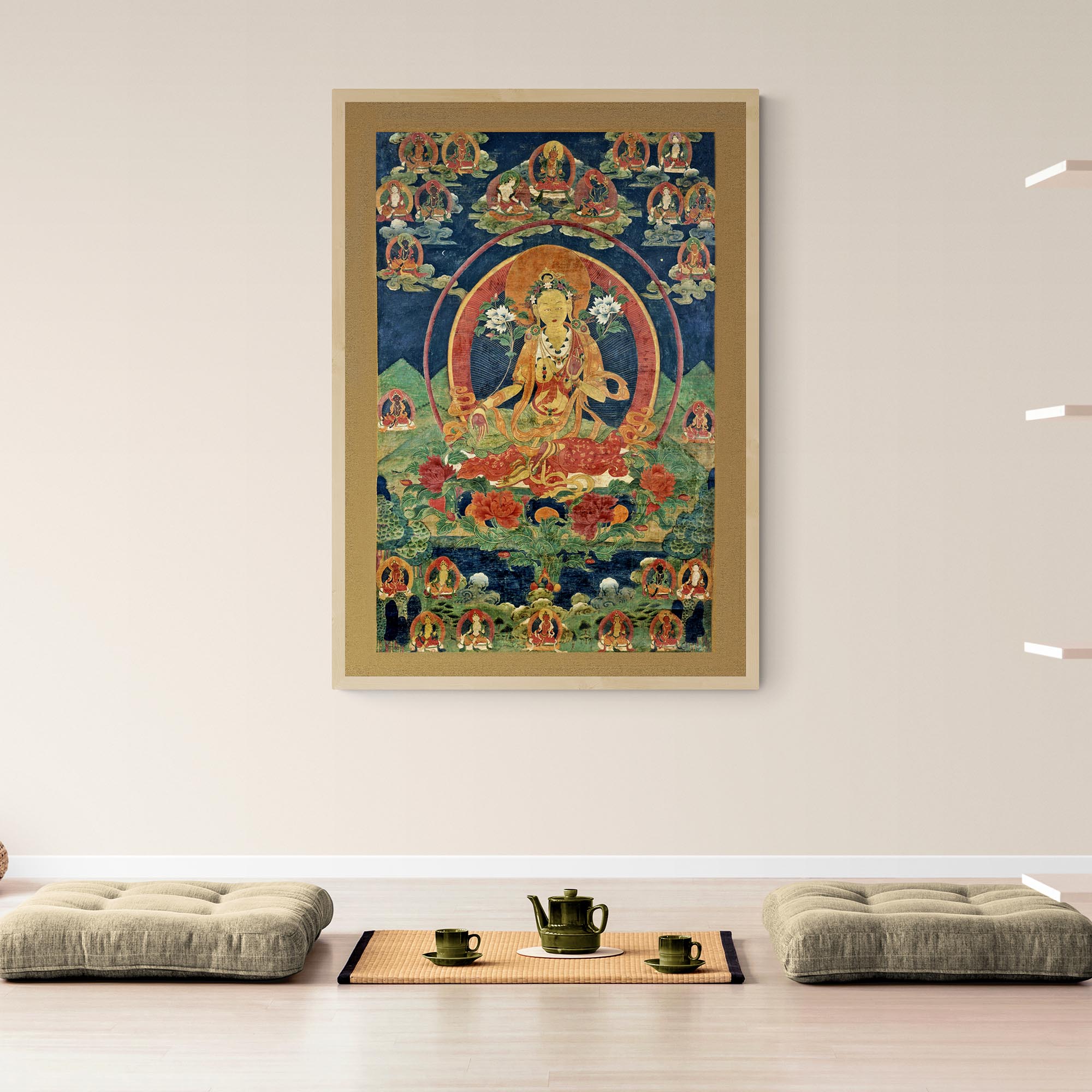 giclee Green Tara (Khadiravani) Tibetan Thangka | Buddhist Meditation | Sacred Mythology| Feminist Dharma Deity | Compassion Vintage Fine Art Print