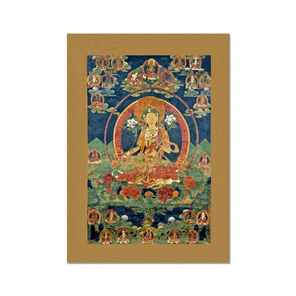 giclee Green Tara (Khadiravani) Tibetan Thangka | Buddhist Meditation | Sacred Mythology| Feminist Dharma Deity | Compassion Vintage Fine Art Print