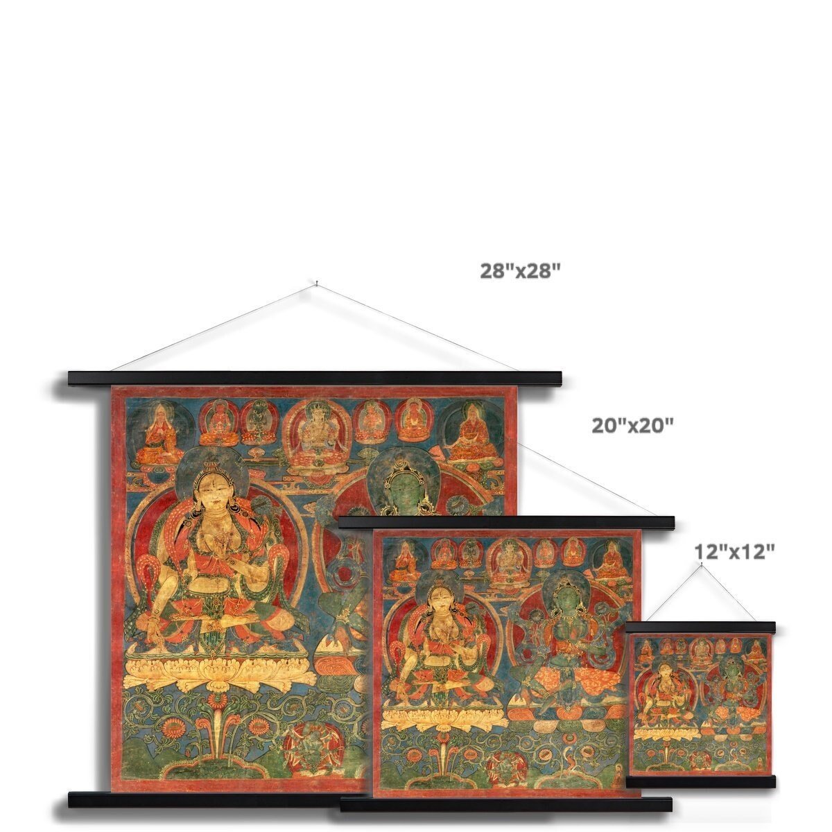 Green Tara White Tara Buddhist Protector Meditation Deity Tantra Tantric Antique Vintage Thangka-Style Fine Art Print