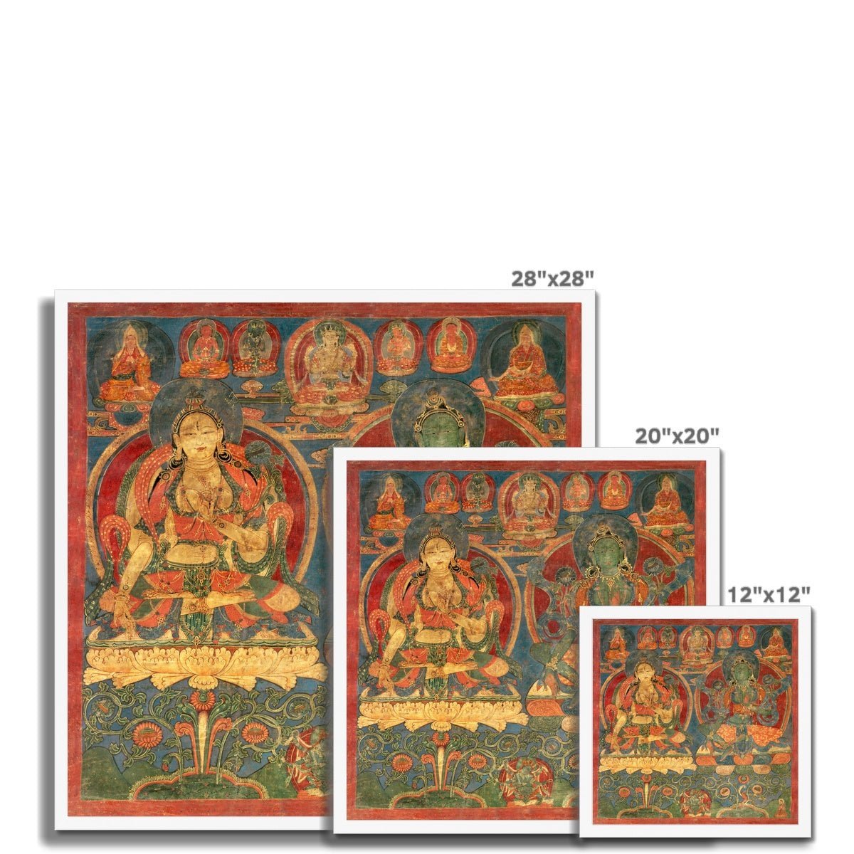 Framed Print Green Tara White Tara Tibetan Buddhist Thangka Tantra Hindu Vedic Antique Vintage Yantra Mandala Framed Art Print