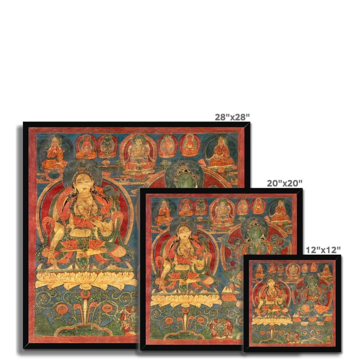 Green Tara White Tara Tibetan Buddhist Thangka Tantra Hindu Vedic Antique Vintage Yantra Mandala Framed Art Print