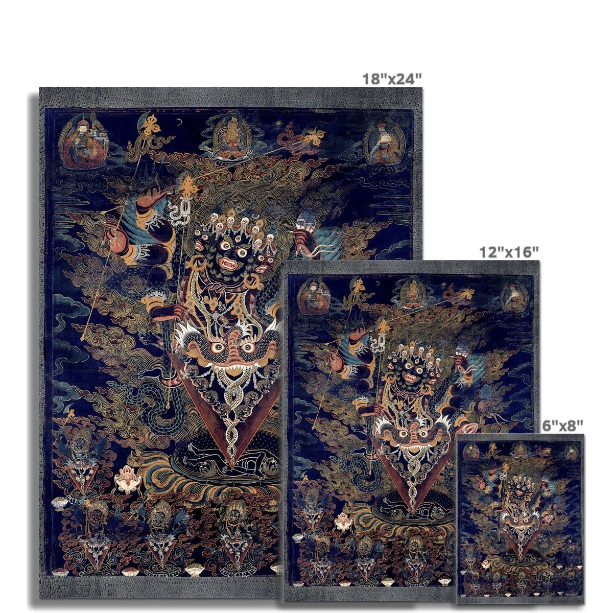 Guru Dragpur or Vajrakila Wrathful Padmasambhava, Bliss Mandala, Tibetan Thangka Dharma Protector Vintage Buddhist Antique Fine Art Print