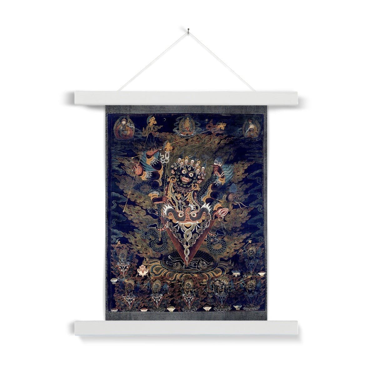 Guru Dragpur or Vajrakila Wrathful Padmasambhava, Mandala of Bliss, Tibetan Thangka Dharma Protector Fine Art Print with Hanger