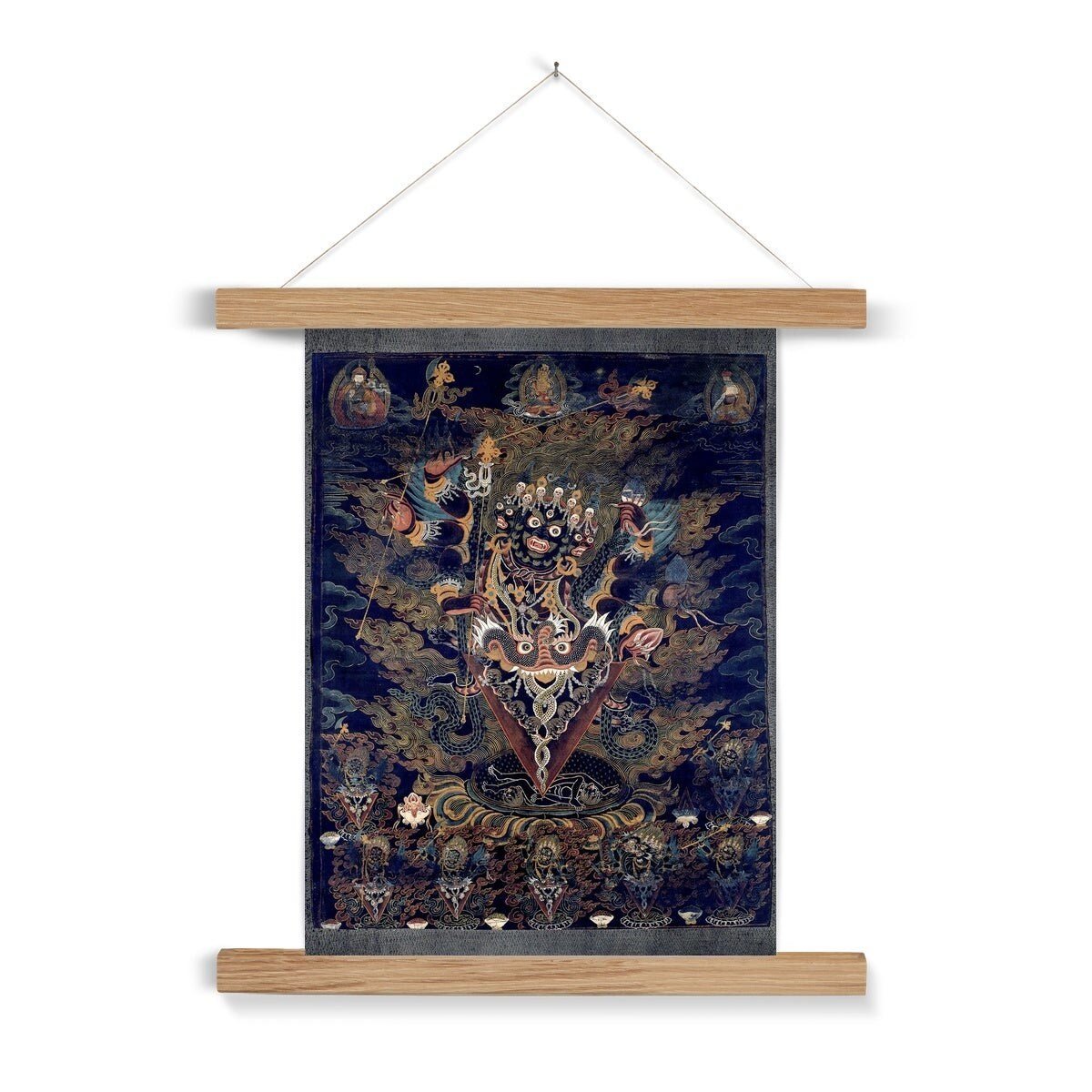 Guru Dragpur or Vajrakila Wrathful Padmasambhava, Mandala of Bliss, Tibetan Thangka Dharma Protector Fine Art Print with Hanger