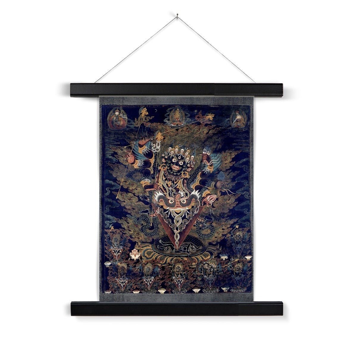 Hangar Thangka Guru Dragpur or Vajrakila Wrathful Padmasambhava, Mandala of Bliss, Tibetan Thangka Dharma Protector Fine Art Print with Hanger