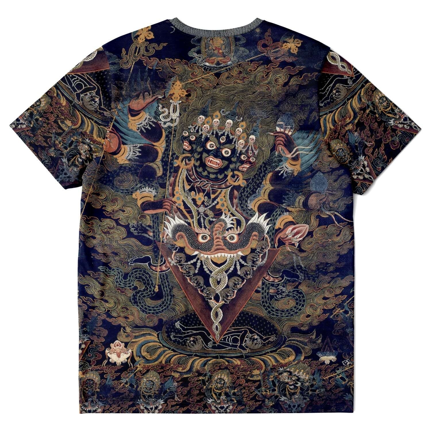 T-shirt Guru Dragpur or Vajrakila Wrathful Padmasambhava, Mandala of Bliss, Vintage Tibetan Thangka Dharma Graphic Art T-Shirt Tee