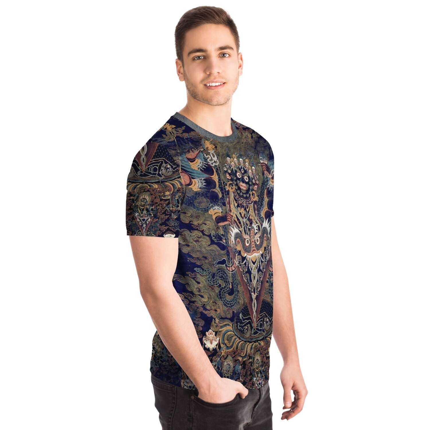 Guru Dragpur or Vajrakila Wrathful Padmasambhava, Mandala of Bliss, Vintage Tibetan Thangka Dharma Graphic Art T-Shirt Tee