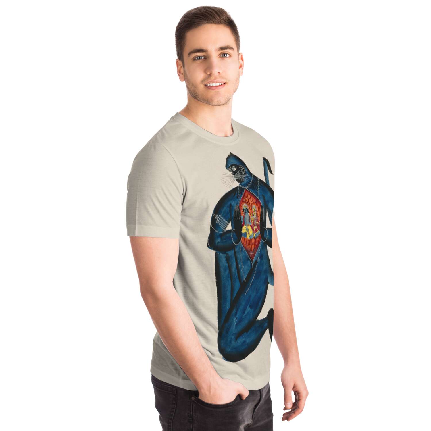 AOP T-Shirt Hanuman Revealing Rama (Vishnu) and Sita in His Heart Vedic T-Shirt