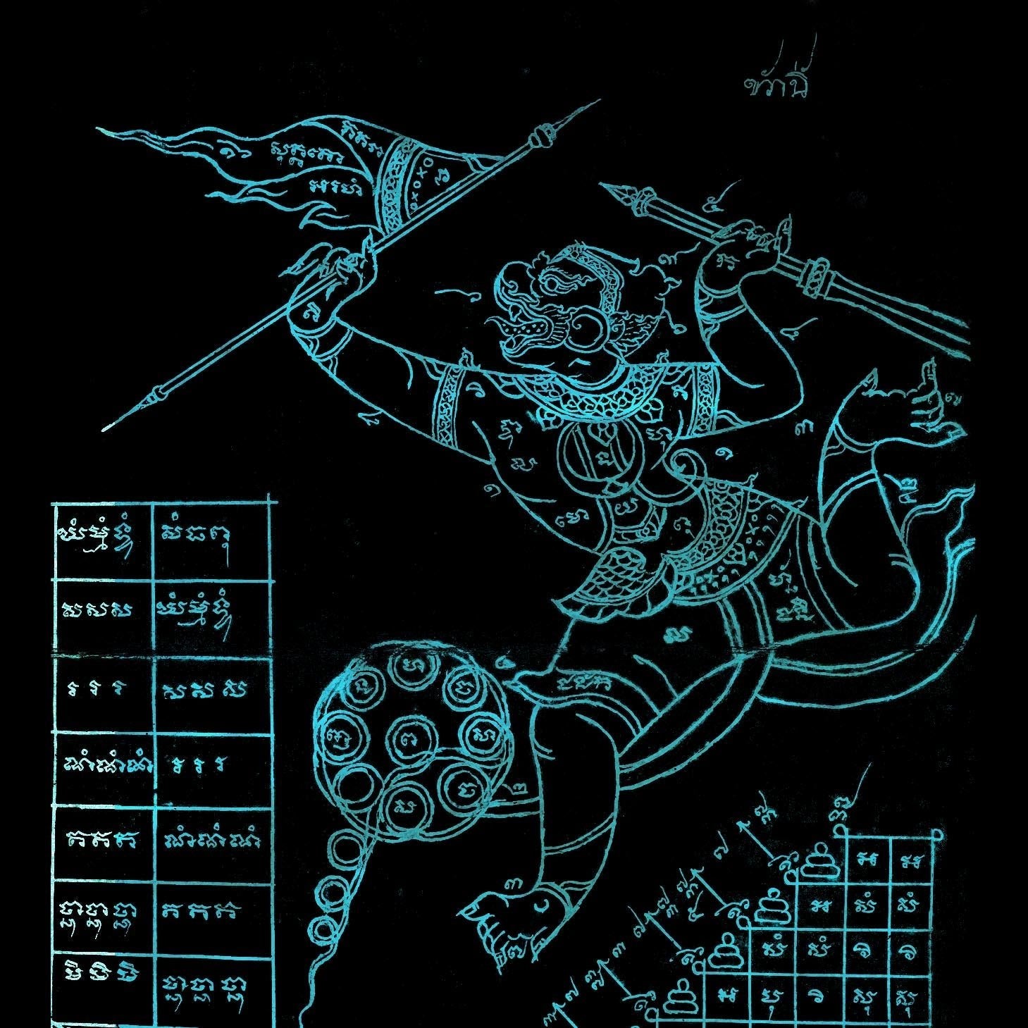 Hanuman Thai Sak Yant Protection, Sacred Geometry Yantra Mandala Graphic Art Tee T-Shirt