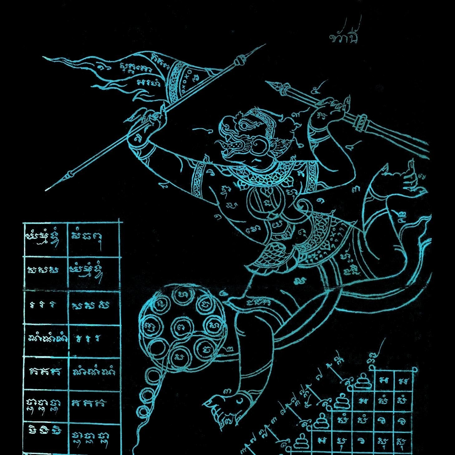 T-Shirts S / Black Hanuman Thai Sak Yant Protection, Sacred Geometry Yantra Mandala Graphic Art Tee T-Shirt
