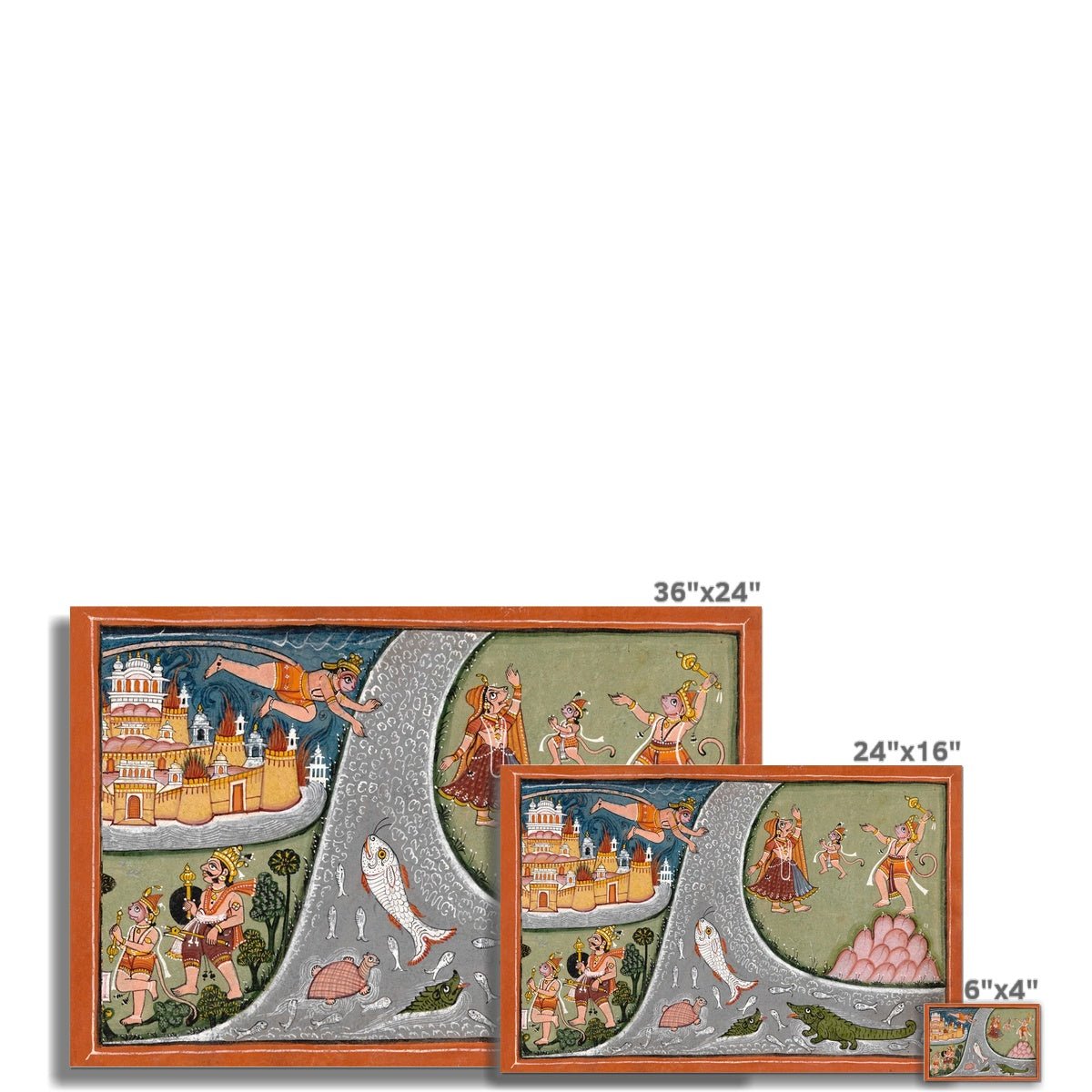 Hanuman's Leap to Lanka | Ramayana Epic Hindu Sacred Text | Rama, Ravana, Sita Fine Art Print