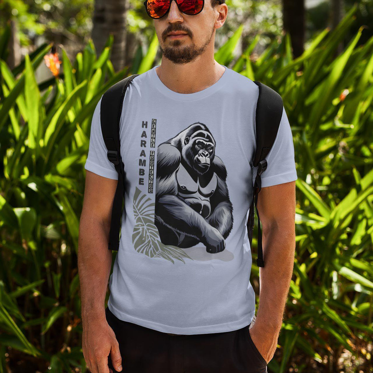 Harambe, Gentle Protector | Majestic Ape, Compassionate Gorilla, Chimp | Wildlife, Jungle, Nature, Biodiversity Graphic Art T-Shirt