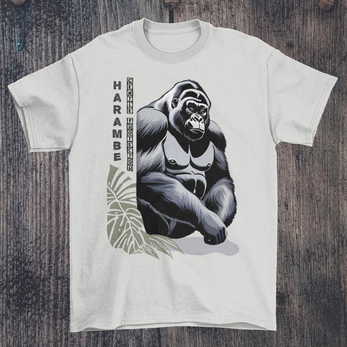 Harambe, Gentle Protector | Majestic Ape, Compassionate Gorilla, Chimp | Wildlife, Jungle, Nature, Biodiversity Graphic Art T-Shirt
