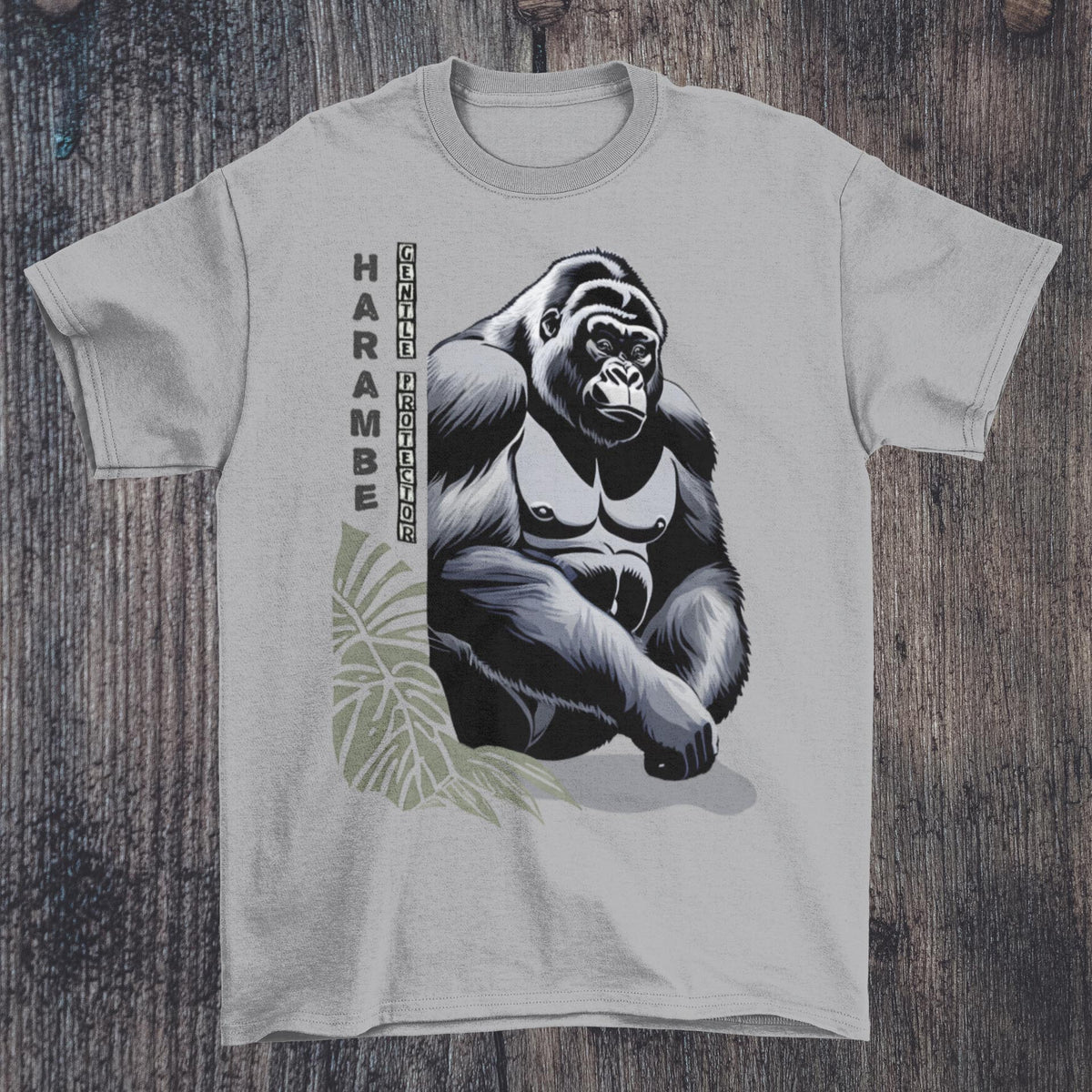 Harambe, Gentle Protector | Majestic Ape, Compassionate Gorilla, Chimp | Wildlife, Jungle, Nature, Biodiversity Graphic Art T-Shirt