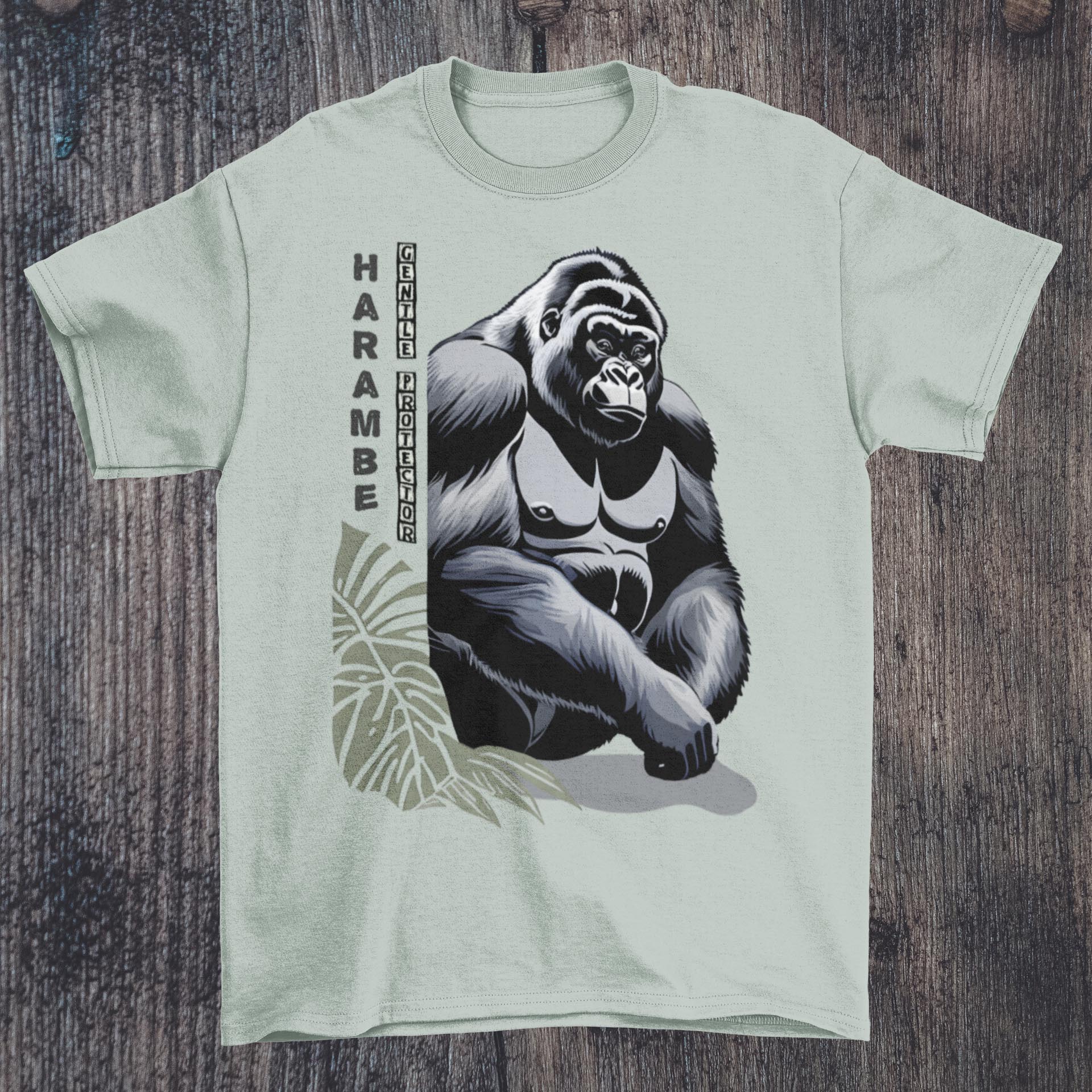 Harambe, Gentle Protector | Majestic Ape, Compassionate Gorilla, Chimp | Wildlife, Jungle, Nature, Biodiversity Graphic Art T-Shirt