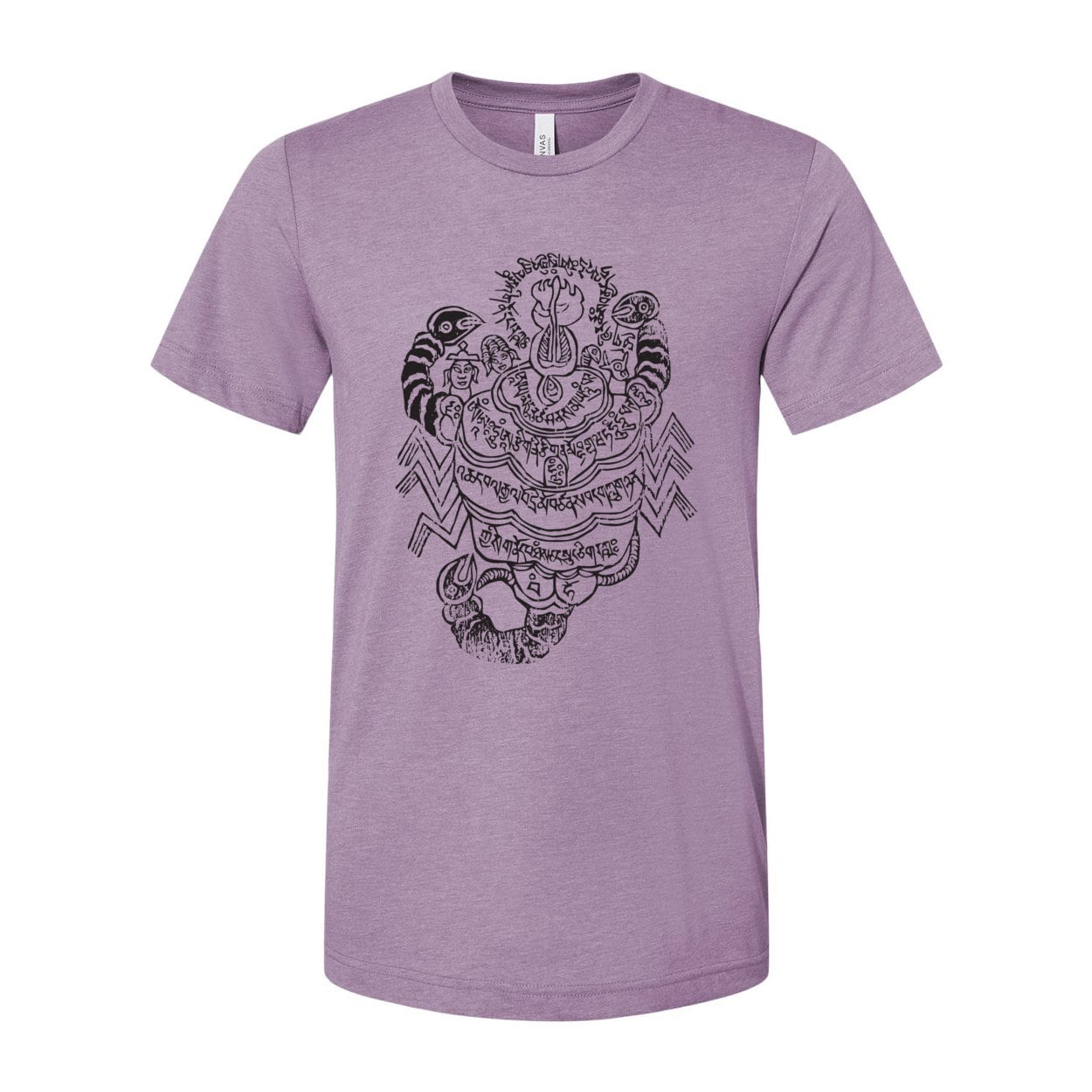T-Shirts XS / Heather Purple Himalayan Scorpion Charm of Padmasambhava | Tibetan Buddhist Mandala Woodblock Print | Spiritual Qi Protection Deity Sacred Art T-Shirt Tee