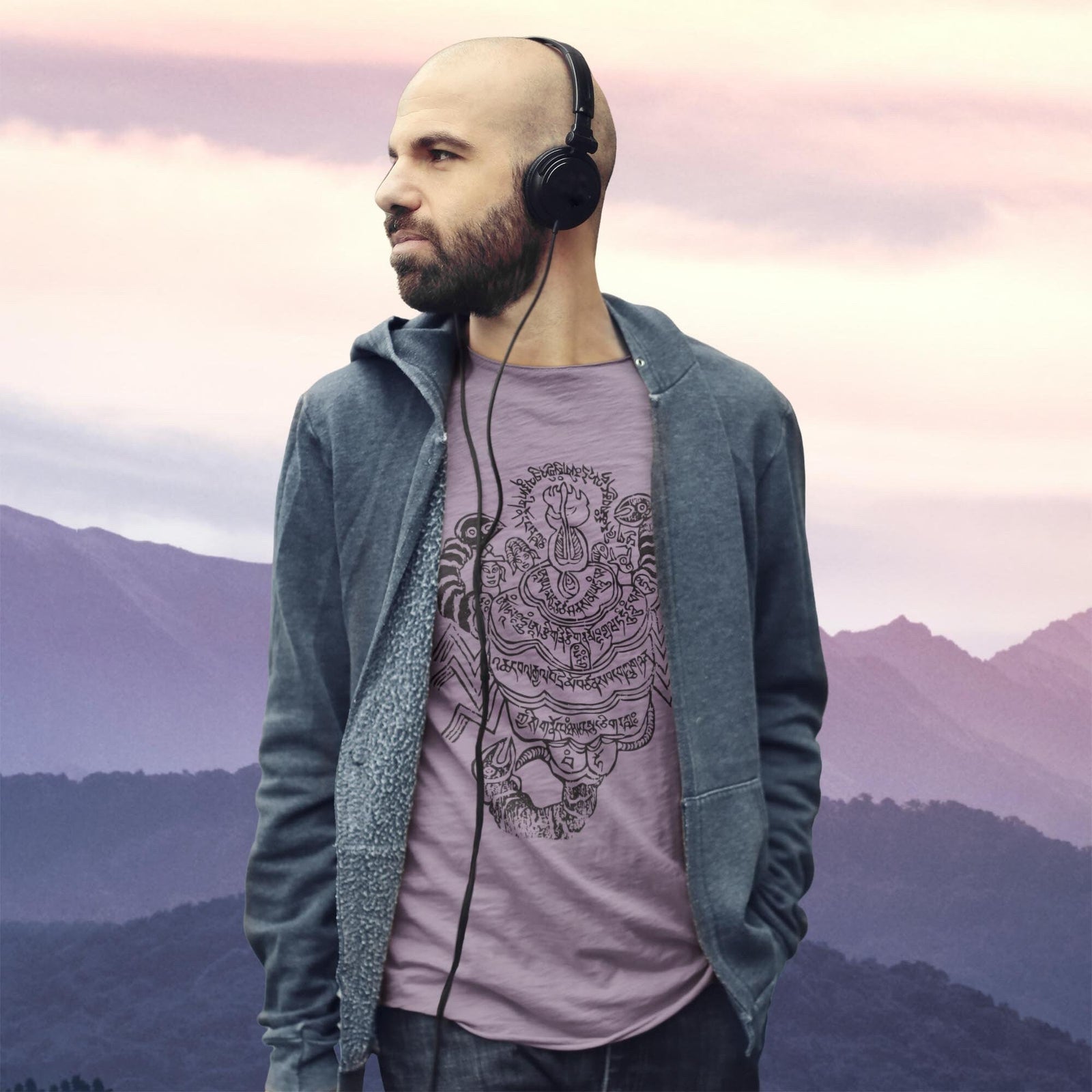 Himalayan Scorpion Charm of Padmasambhava | Tibetan Buddhist Mandala Woodblock Print | Spiritual Qi Protection Deity Sacred Art T-Shirt Tee