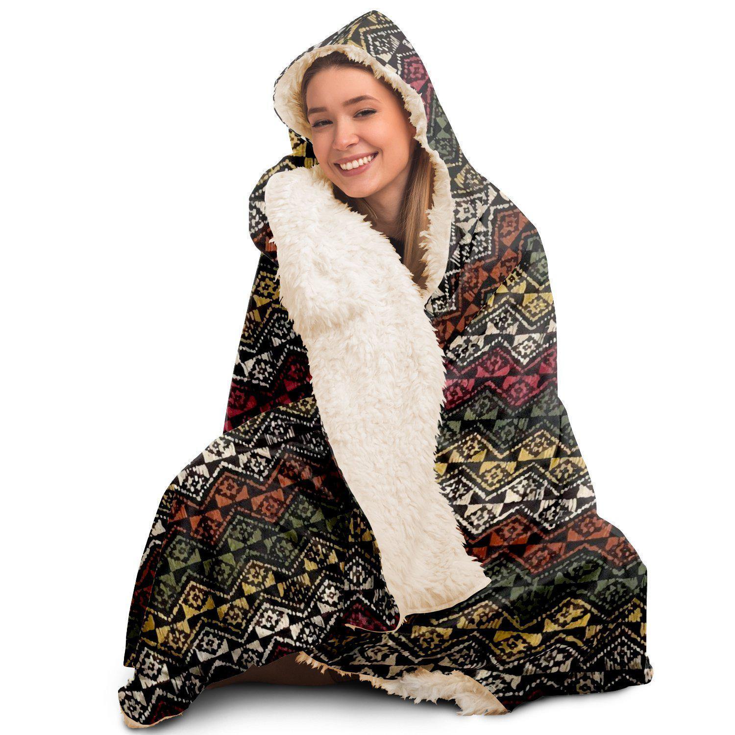 Hooded Blanket - AOP Hooded Blanket, Banjara Culture Design