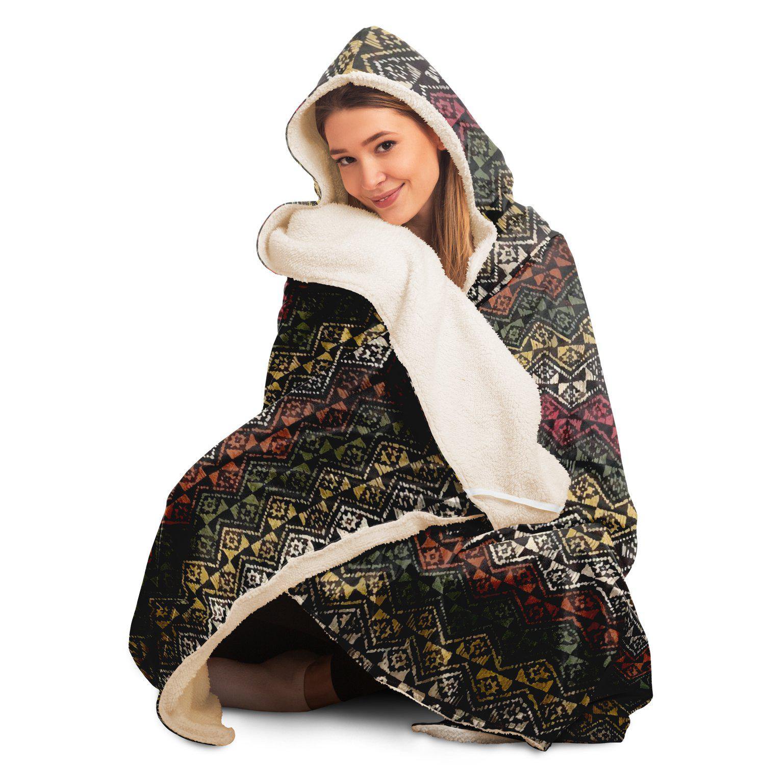 Hooded Blanket - AOP Hooded Blanket, Banjara Culture Design