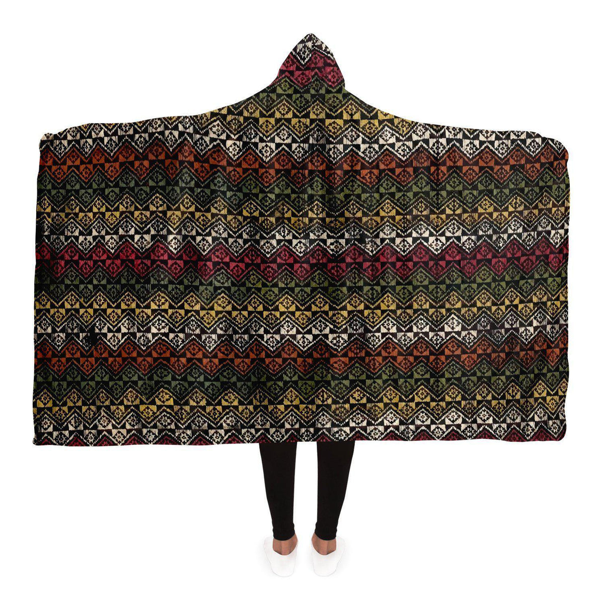 Hooded Blanket - AOP Adult / Premium Sherpa Hooded Blanket, Banjara Culture Design
