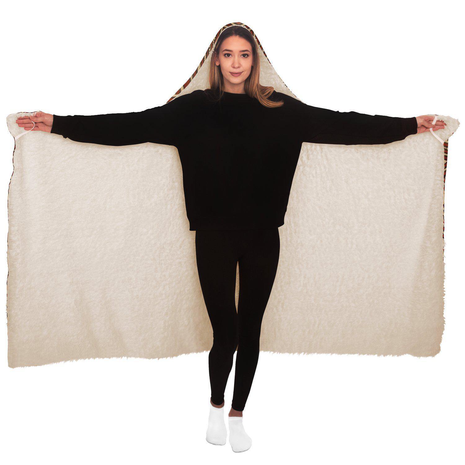Hooded Blanket - AOP Hooded Blanket, Baruga-Culture Inspired Tapa (Bark Cloth) Design