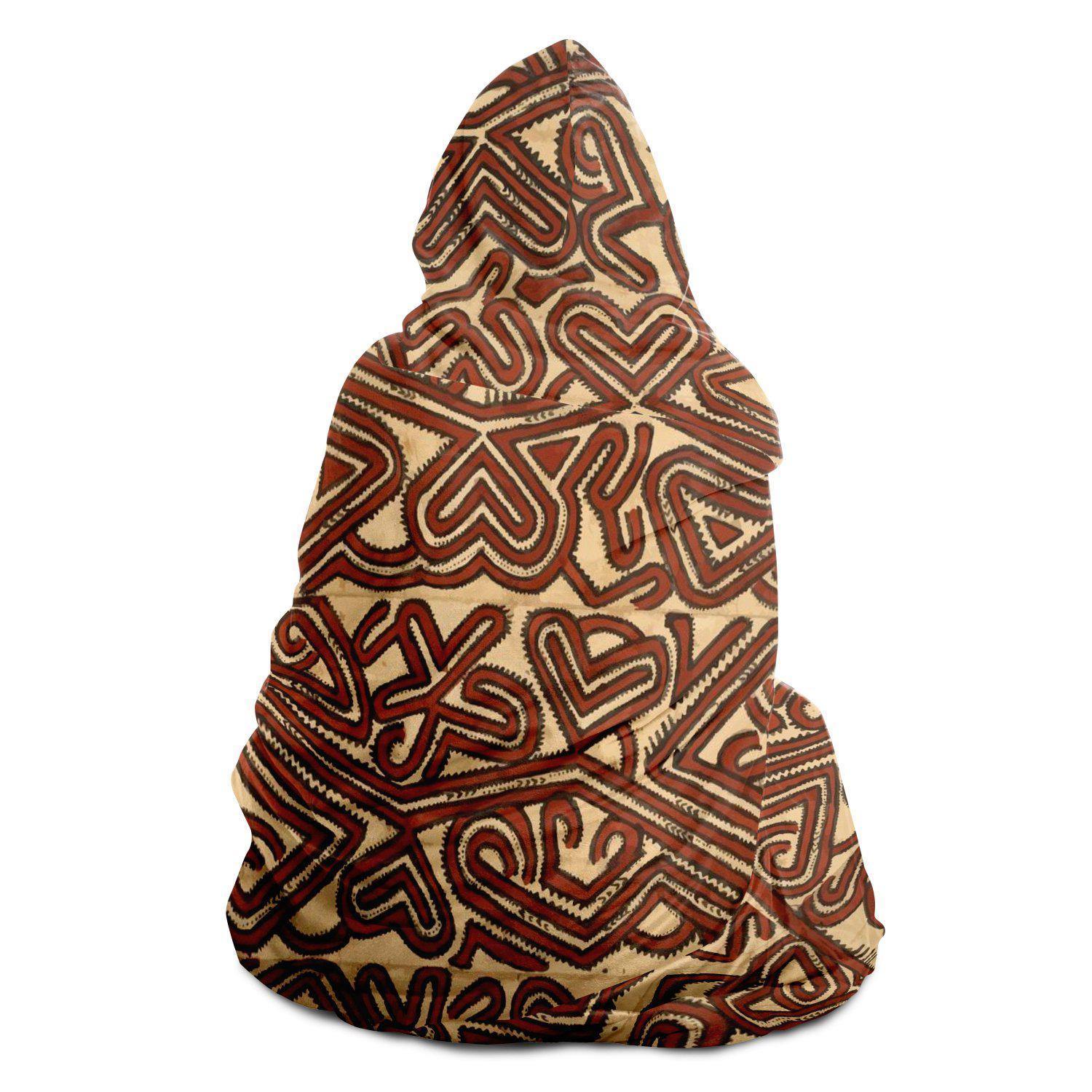 Hooded Blanket, Baruga-Culture Inspired Tapa (Bark Cloth) Design