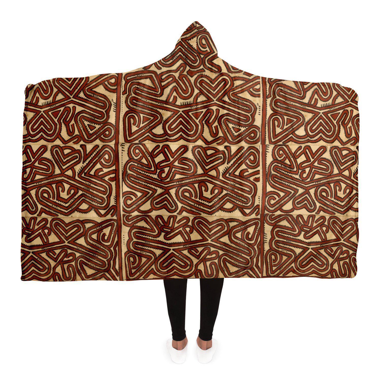 Hooded Blanket, Baruga-Culture Inspired Tapa (Bark Cloth) Design