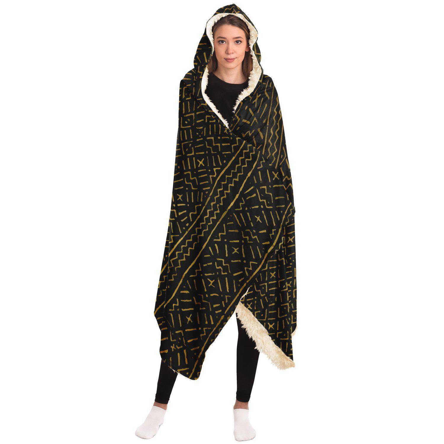 Hooded Blanket - AOP Hooded Blanket Bogolan Mali Traditional African Design