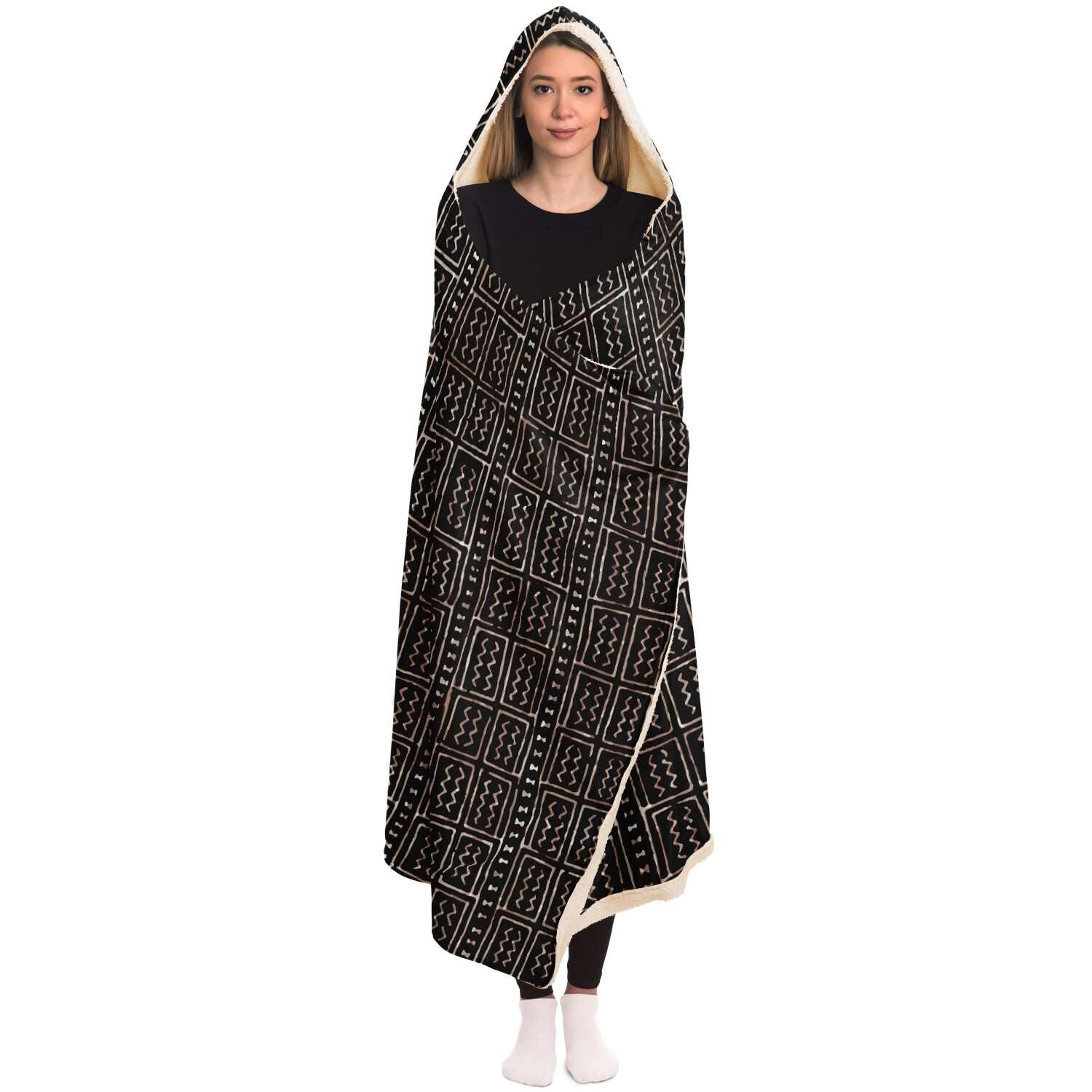 Hooded Blanket - AOP Hooded Blanket Bogolan Mali Traditional African Design