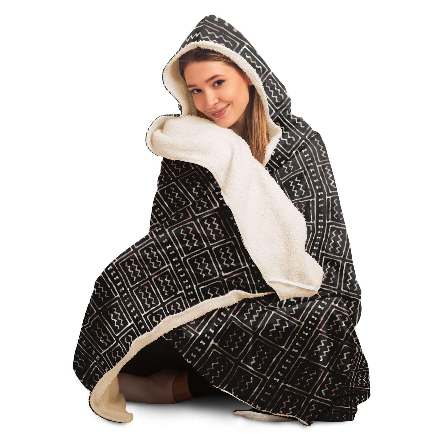 Hooded Blanket Bogolan Mali Traditional African Design