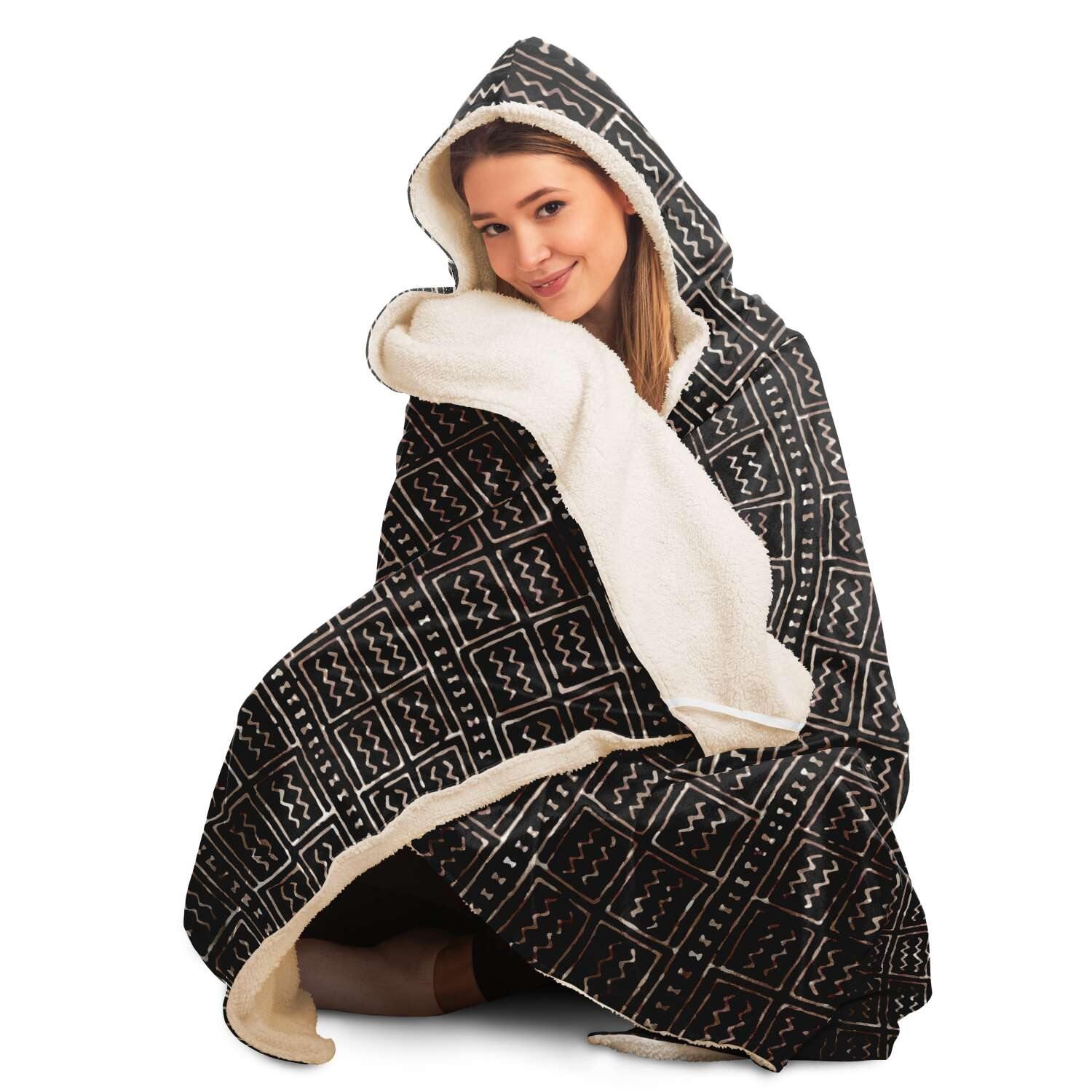 Hooded Blanket - AOP Hooded Blanket Bogolan Mali Traditional African Design