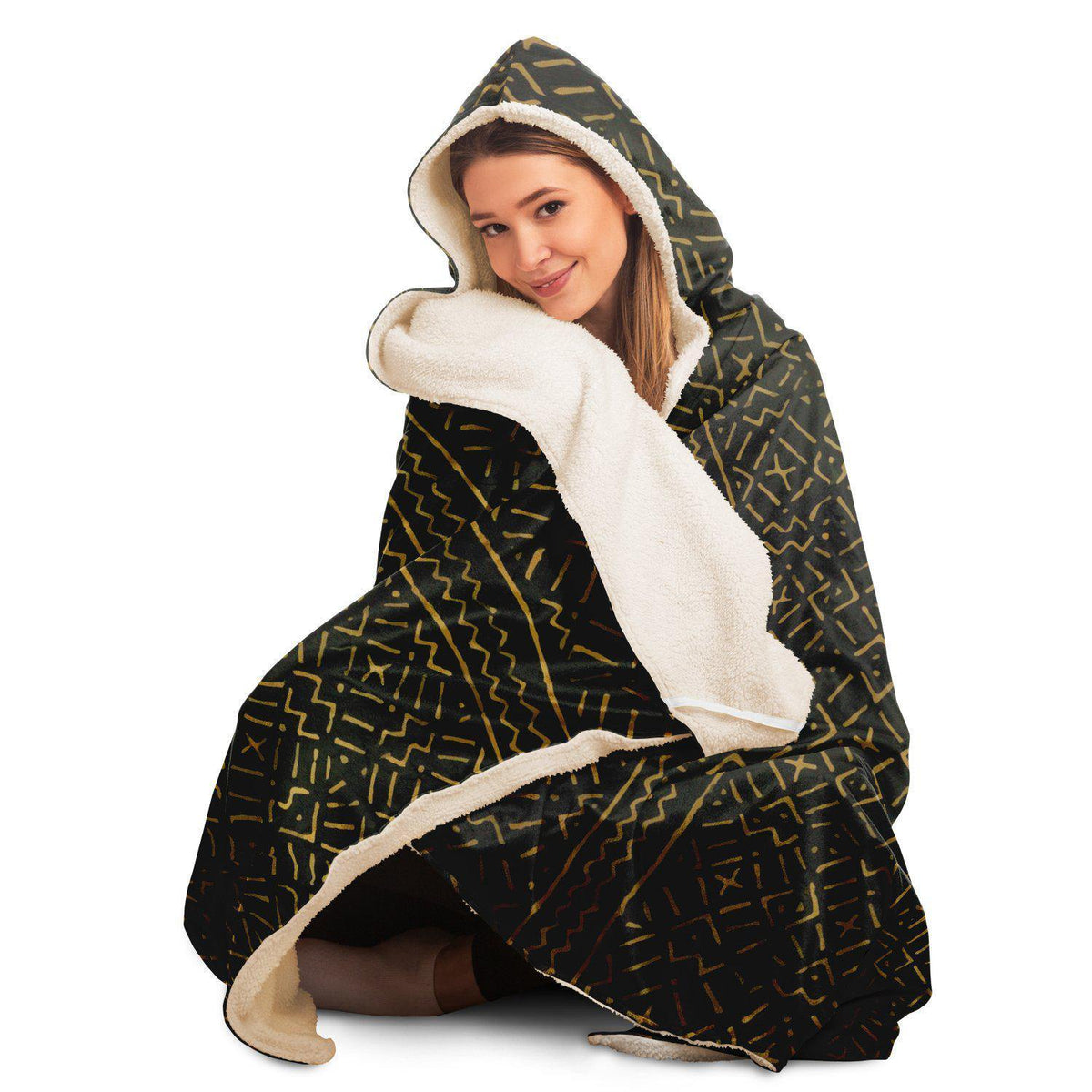 Hooded Blanket Bogolan Mali Traditional African Design